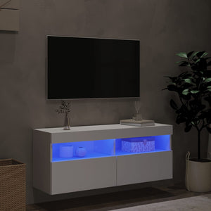 Mobile TV a Parete con Luci LED Bianco 100x30x40 cm 837211