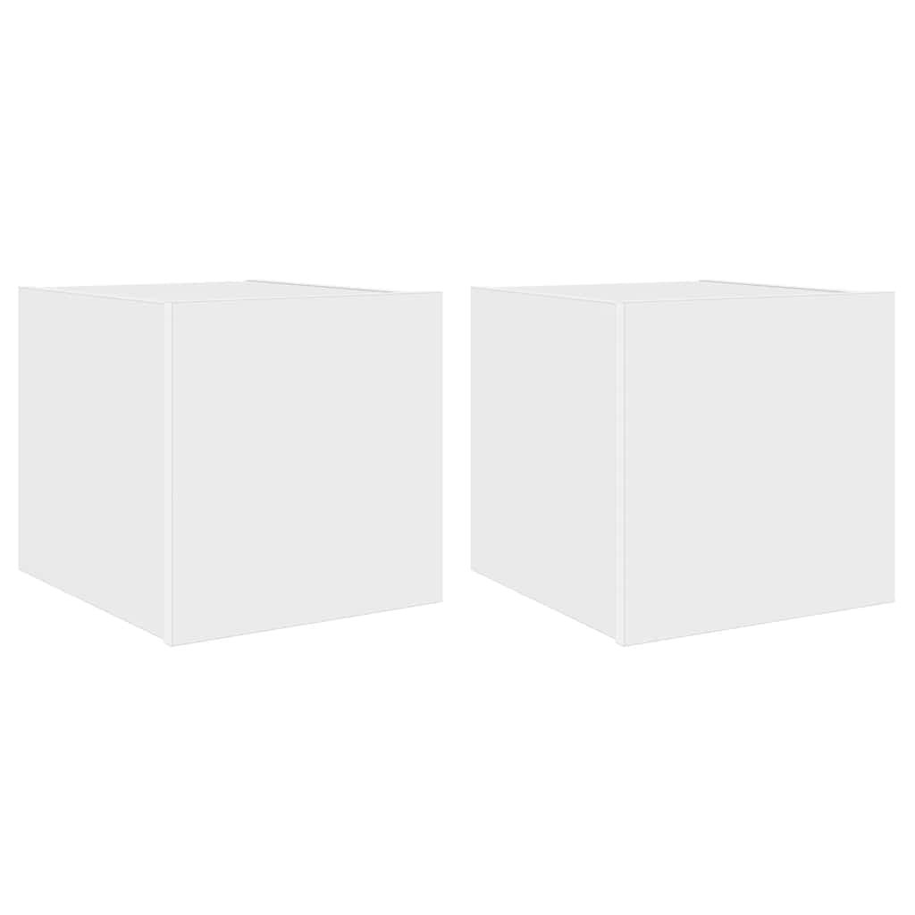 Mobili TV a Parete con Luci LED 2pz-Set di 2 Credenza per TV sospesa Bianchi 30,5x35x30 cm
