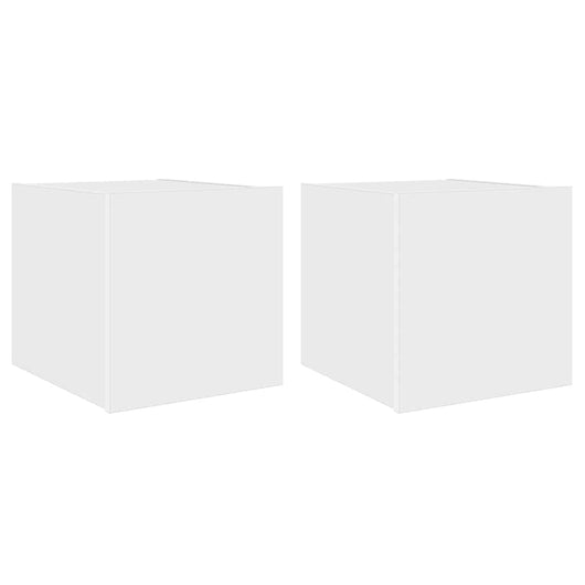 Mobili TV a Parete con Luci LED 2pz-Set di 2 Credenza per TV sospesa Bianchi 30,5x35x30 cm