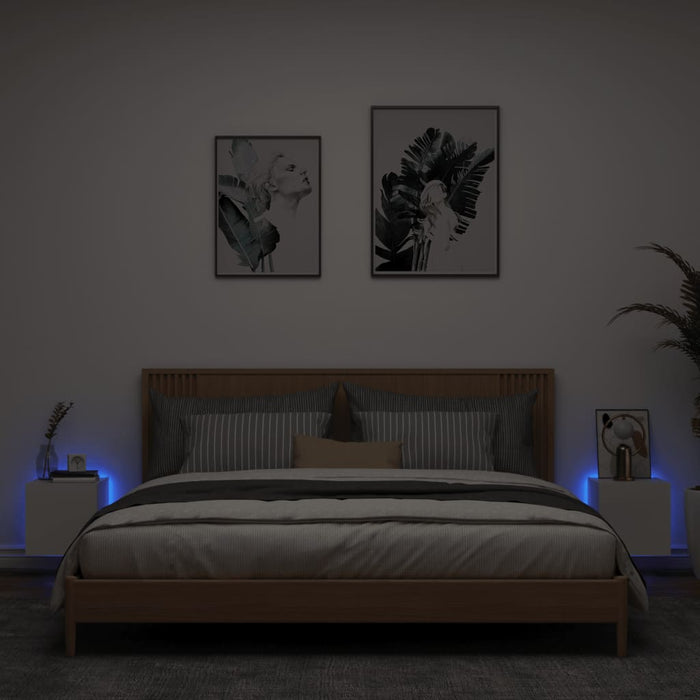 Mobili TV a Parete con Luci LED 2pz-Set di 2 Credenza per TV sospesa Bianchi 30,5x35x30 cm