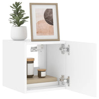 Mobili TV a Parete con Luci LED 2pz-Set di 2 Credenza per TV sospesa Bianchi 30,5x35x30 cm