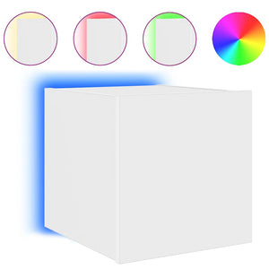 Mobili TV a Parete con Luci LED 2pz-Set di 2 Credenza per TV sospesa Bianchi 30,5x35x30 cm