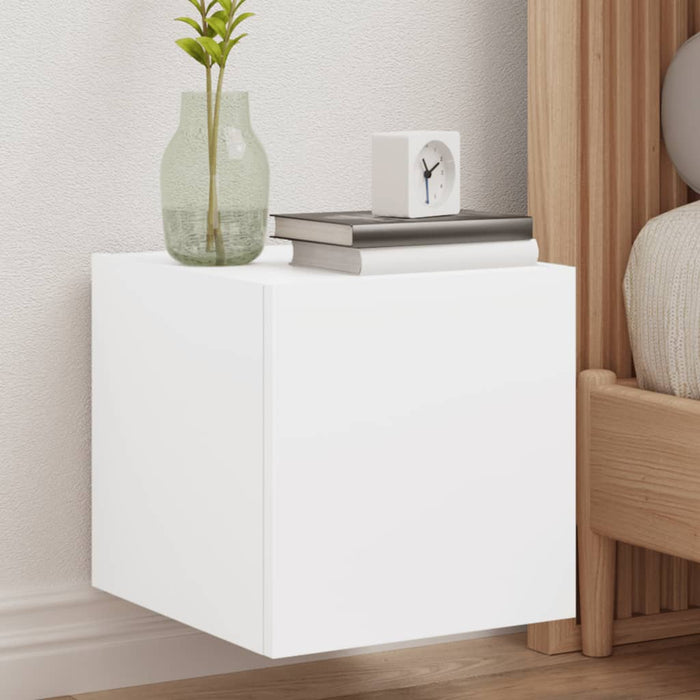 Mobili TV a Parete con Luci LED 2pz-Set di 2 Credenza per TV sospesa Bianchi 30,5x35x30 cm