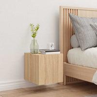 Mobile TV a Parete con Luci LED-Mobile TV a Muro Rovere Sonoma 30,5x35x80 cm