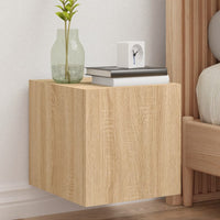 Mobile TV a Parete con Luci LED-Mobile TV a Muro Rovere Sonoma 30,5x35x80 cm