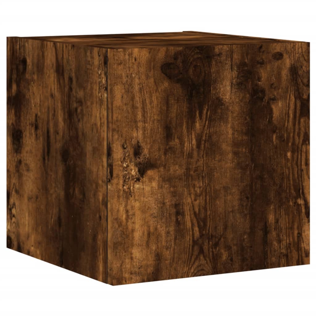 Mobile TV a Parete con Luci LED Rovere Fumo 30,5x35x30 cm 837226