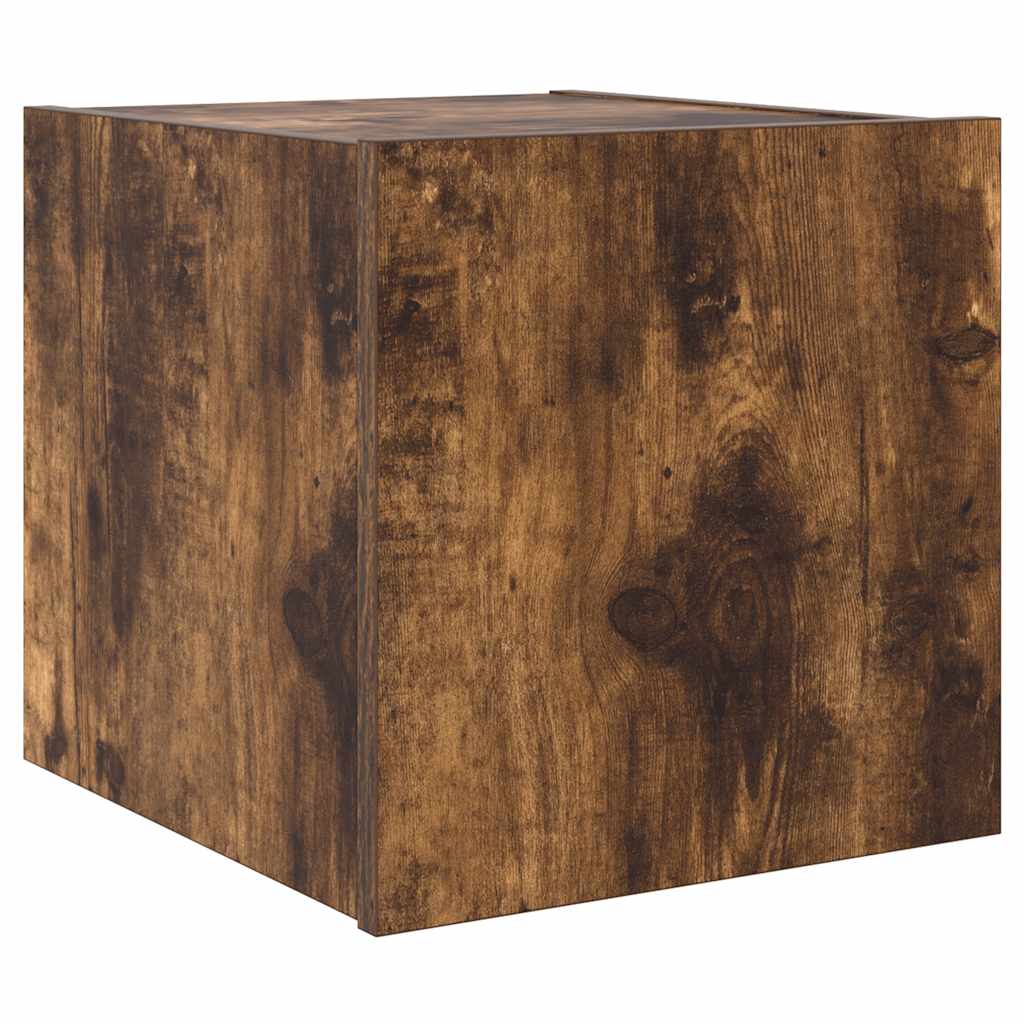 Mobile TV a Parete con Luci LED-Mobile TV a Muro Rovere Fumo 30,5x35x30 cm