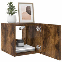 Mobile TV a Parete con Luci LED-Mobile TV a Muro Rovere Fumo 30,5x35x30 cm