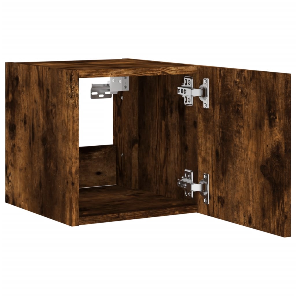 Mobile TV a Parete con Luci LED Rovere Fumo 30,5x35x30 cm 837226