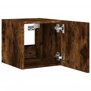 Mobile TV a Parete con Luci LED Rovere Fumo 30,5x35x30 cm 837226