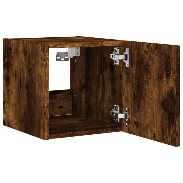 Mobile TV a Parete con Luci LED Rovere Fumo 30,5x35x30 cm 837226