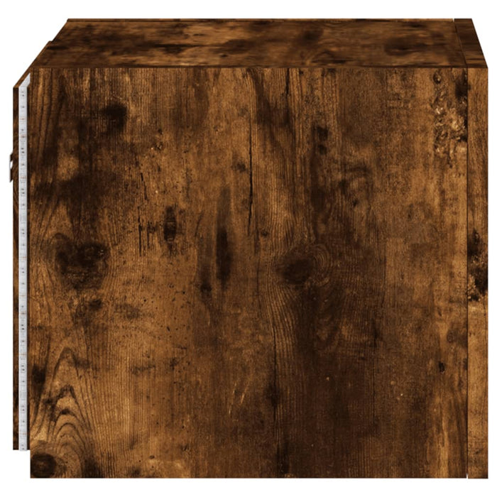 Mobile TV a Parete con Luci LED Rovere Fumo 30,5x35x30 cm 837226