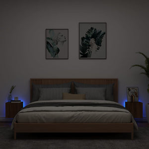 Mobili TV a Parete con Luci LED 2pz Rovere Marrone 30,5x35x30cm 837231