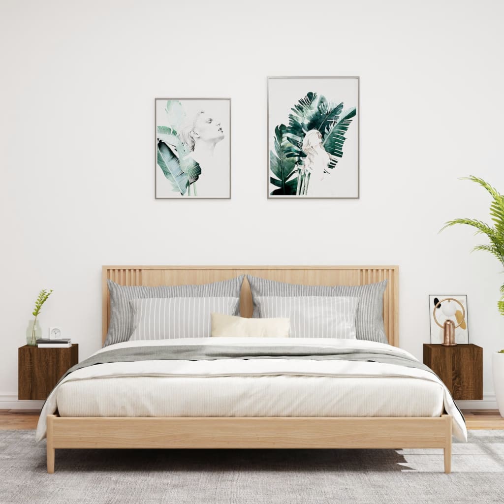 Mobili TV a Parete con Luci LED 2pz Rovere Marrone 30,5x35x30cm 837231