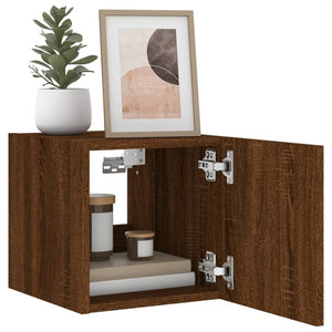 Mobili TV a Parete con Luci LED 2pz Rovere Marrone 30,5x35x30cm 837231