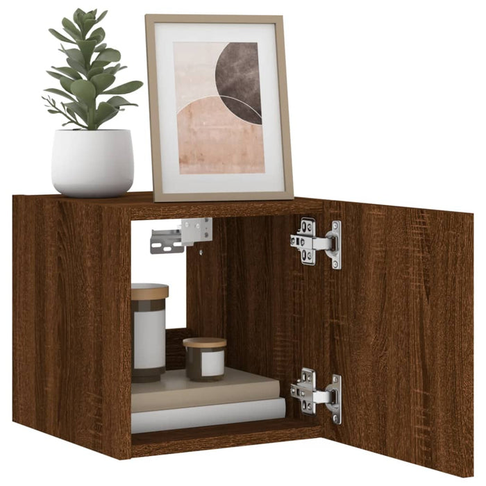 Mobili TV a Parete con Luci LED 2pz Rovere Marrone 30,5x35x30cm 837231