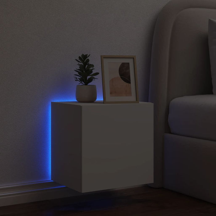 Mobile TV a Parete con Luci LED Bianco 40,5x35x40 cm 837246