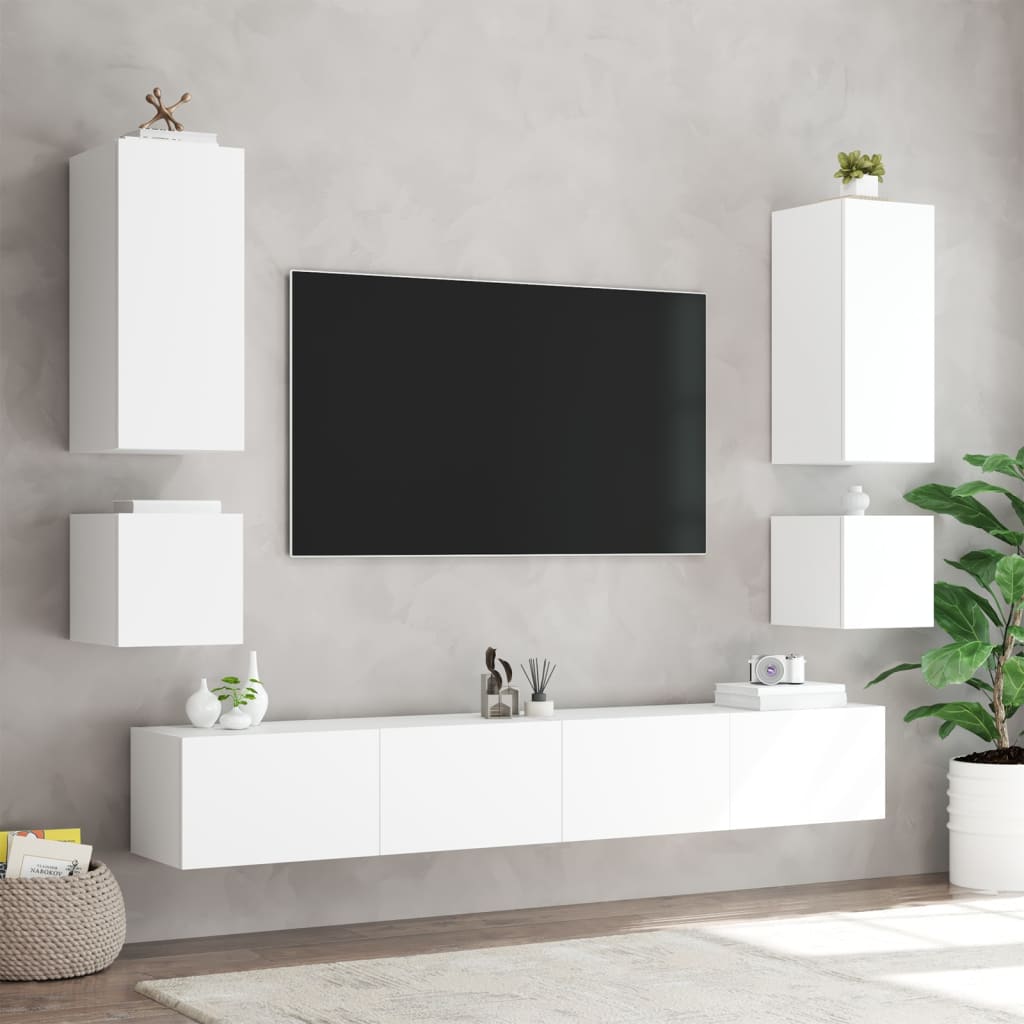 Mobile TV a Parete con Luci LED Bianco 40,5x35x40 cm 837246
