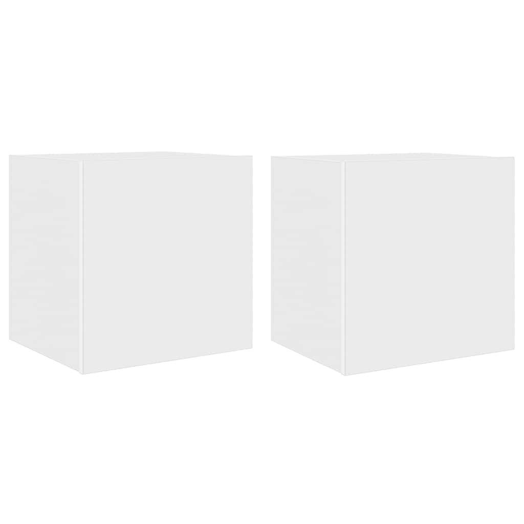 Mobili TV a Parete con Luci LED 2pz-Set di 2 Credenza per TV sospesa Bianchi 40,5x35x40 cm