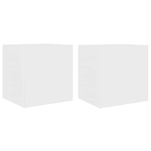 Mobili TV a Parete con Luci LED 2pz-Set di 2 Credenza per TV sospesa Bianchi 40,5x35x40 cm