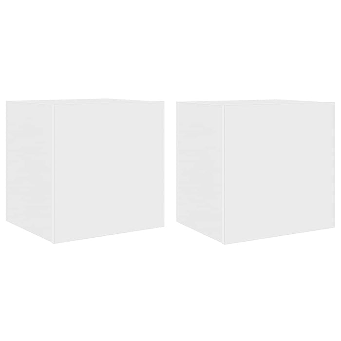 Mobili TV a Parete con Luci LED 2pz-Set di 2 Credenza per TV sospesa Bianchi 40,5x35x40 cm