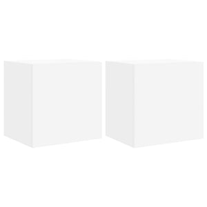 Mobili TV a Parete con Luci LED 2pz Bianchi 40,5x35x40 cm 837247