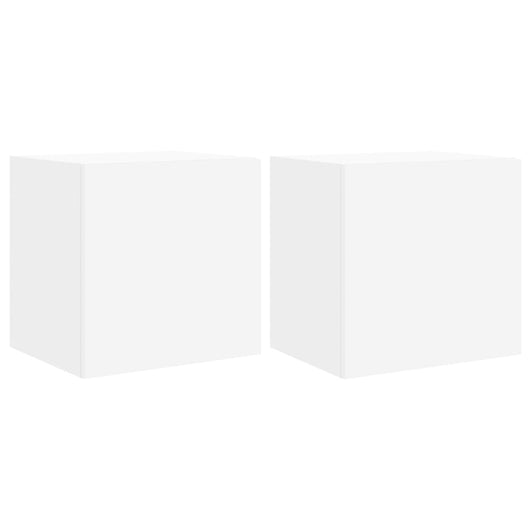 Mobili TV a Parete con Luci LED 2pz Bianchi 40,5x35x40 cm 837247