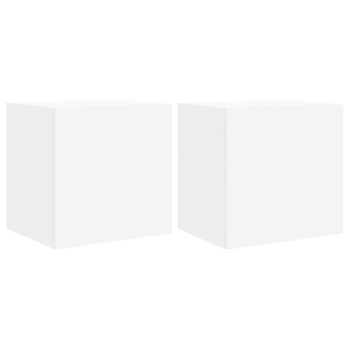 Mobili TV a Parete con Luci LED 2pz Bianchi 40,5x35x40 cm 837247