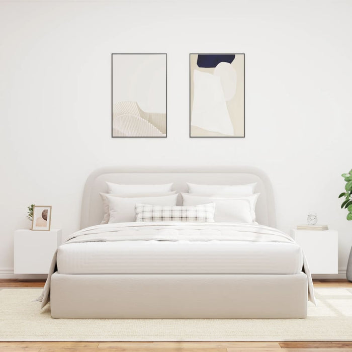 Mobili TV a Parete con Luci LED 2pz Bianchi 40,5x35x40 cm 837247