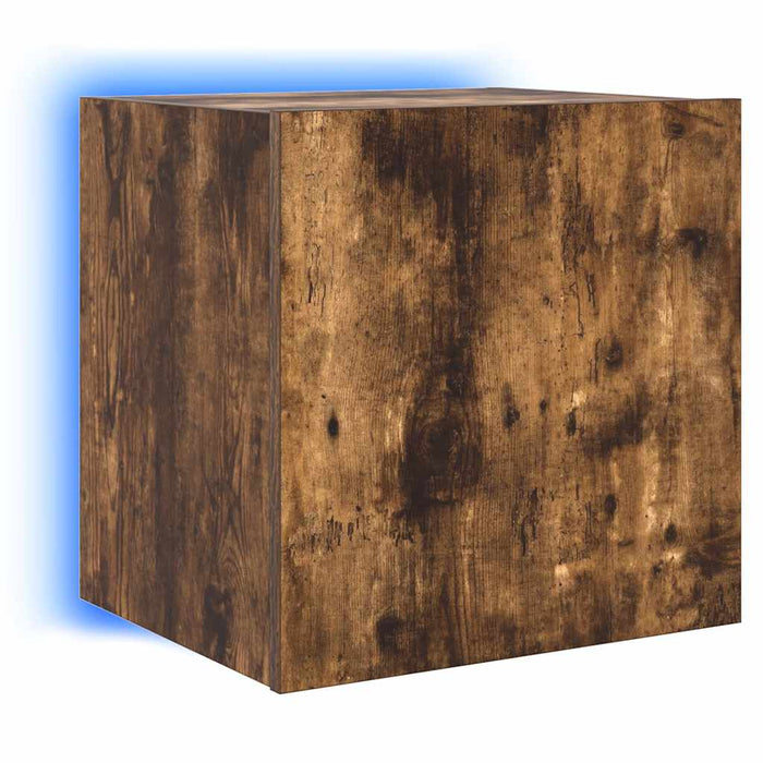 Mobile TV a Parete con Luci LED-Mobile TV a Muro Rovere Fumo 40,5x35x40 cm