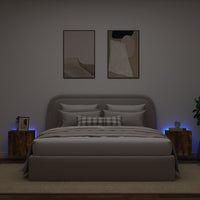 Mobili TV a Parete con Luci LED 2pz Rovere Fumo 40,5x35x40 cm 837255