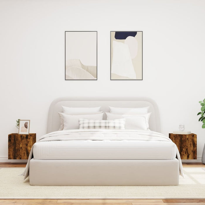 Mobili TV a Parete con Luci LED 2pz Rovere Fumo 40,5x35x40 cm 837255