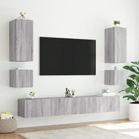 Mobili TV a Parete con Luci LED 2pz-Set di 2 Credenza per TV sospesa Grigio Sonoma 40,5x35x40 cm