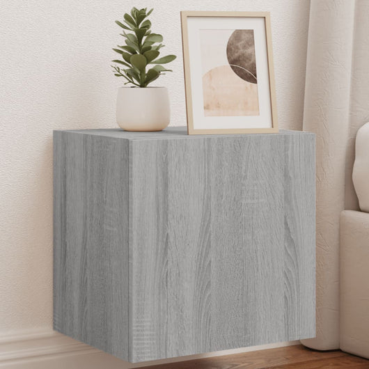 Mobili TV a Parete con Luci LED 2pz-Set di 2 Credenza per TV sospesa Grigio Sonoma 40,5x35x40 cm