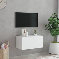 Mobile TV a Parete con Luci LED Bianco 60x35x31 cm 837267