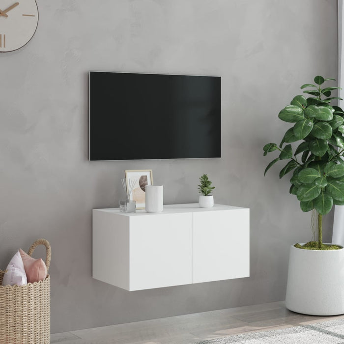 Mobile TV a Parete con Luci LED Bianco 60x35x31 cm 837267