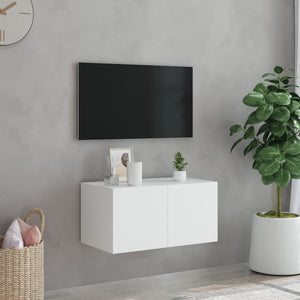 Mobile TV a Parete con Luci LED Bianco 60x35x31 cm 837267