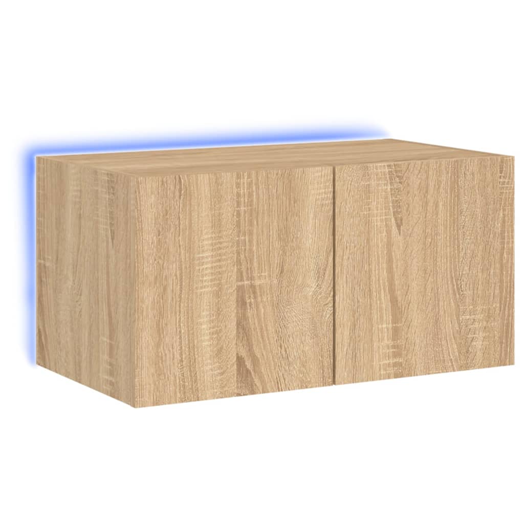 Mobile TV a Parete con Luci LED Rovere Sonoma 60x35x31 cmcod mxl 134188
