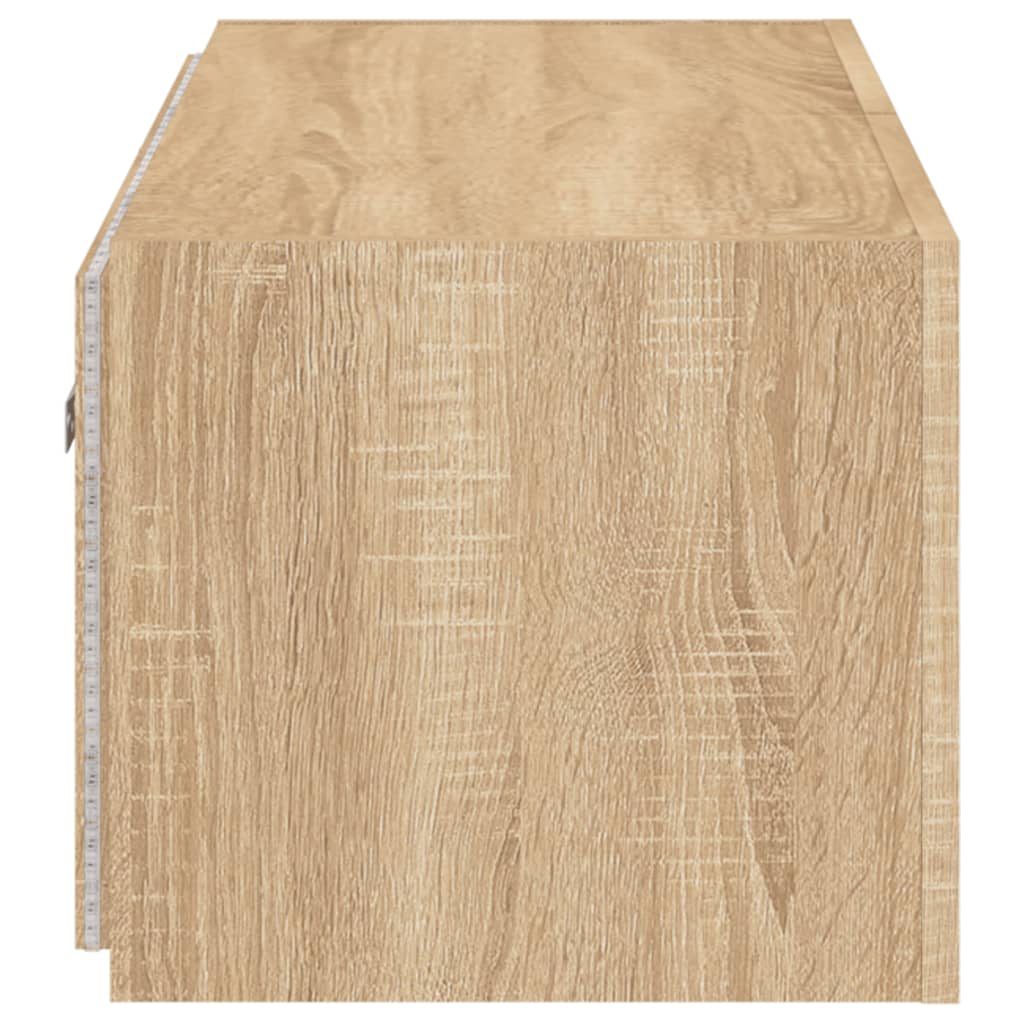 Mobile TV a Parete con Luci LED Rovere Sonoma 80x35x31 cm 837285