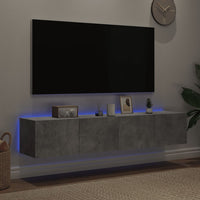 Mobili TV a Parete con Luci LED 2pz-Set di 2 Credenza per TV sospesa Grigio Cemento 80x35x31 cm
