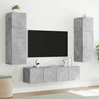 Mobili TV a Parete con Luci LED 2pz-Set di 2 Credenza per TV sospesa Grigio Cemento 80x35x31 cm