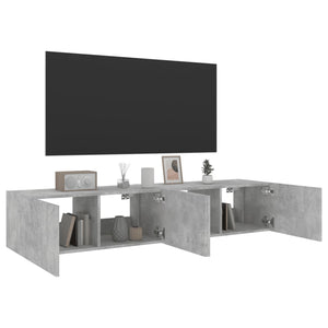 Mobili TV a Parete con Luci LED 2pz-Set di 2 Credenza per TV sospesa Grigio Cemento 80x35x31 cm