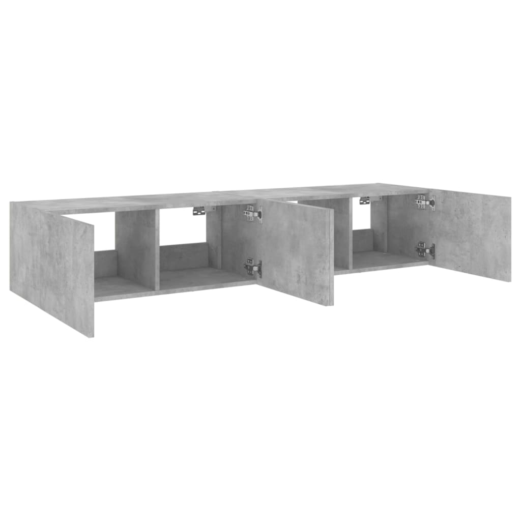 Mobili TV a Parete con Luci LED 2pz-Set di 2 Credenza per TV sospesa Grigio Cemento 80x35x31 cm