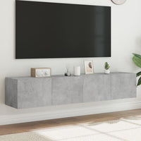Mobili TV a Parete con Luci LED 2pz-Set di 2 Credenza per TV sospesa Grigio Cemento 80x35x31 cm