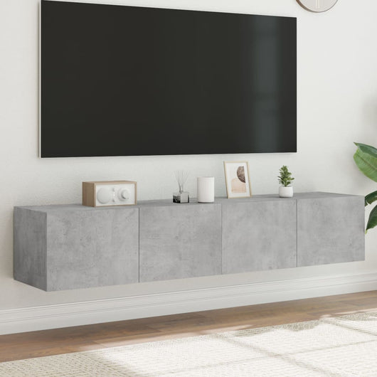 Mobili TV a Parete con Luci LED 2pz-Set di 2 Credenza per TV sospesa Grigio Cemento 80x35x31 cm