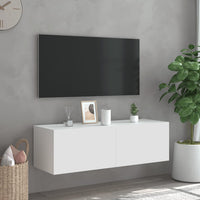 Mobile TV a Parete con Luci LED Bianco 100x35x31 cm 837295