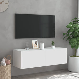 Mobile TV a Parete con Luci LED Bianco 100x35x31 cm 837295