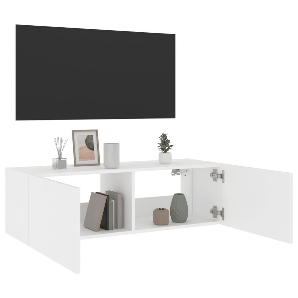 Mobile TV a Parete con Luci LED Bianco 100x35x31 cm 837295