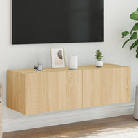 Mobile TV a Parete con Luci LED-Mobile TV a Muro Rovere Sonoma 100x35x31 cm