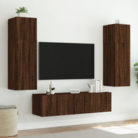 Mobile TV a Parete con Luci LED-Mobile TV a Muro Rovere Marrone 60x35x41 cm